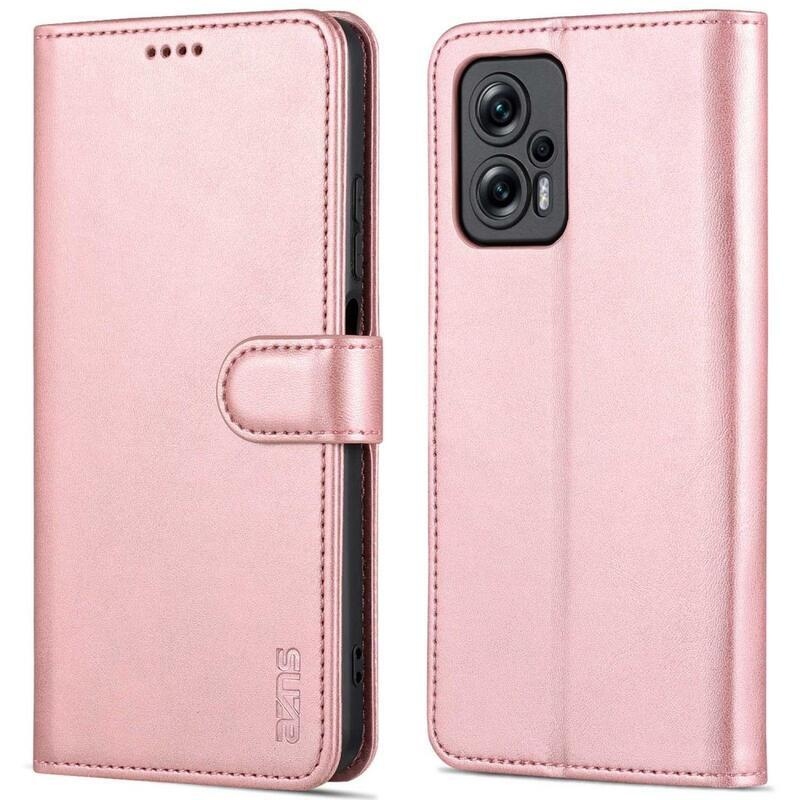 AZNS PU kožené peněženkové pouzdro na mobil Xiaomi Poco X4 GT 5G - růžovozlaté