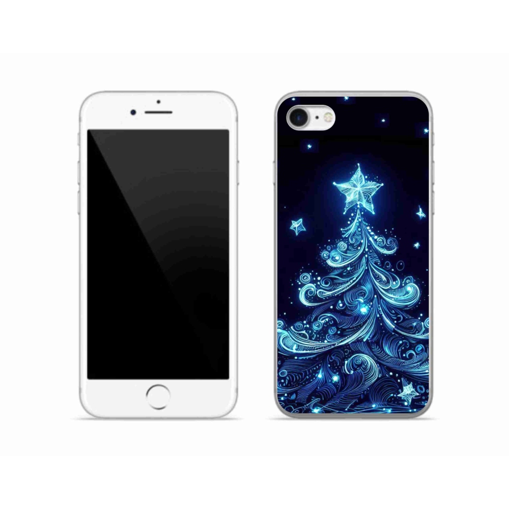 Gelový kryt mmCase na iPhone SE (2022) - neonový vánoční stromek 4