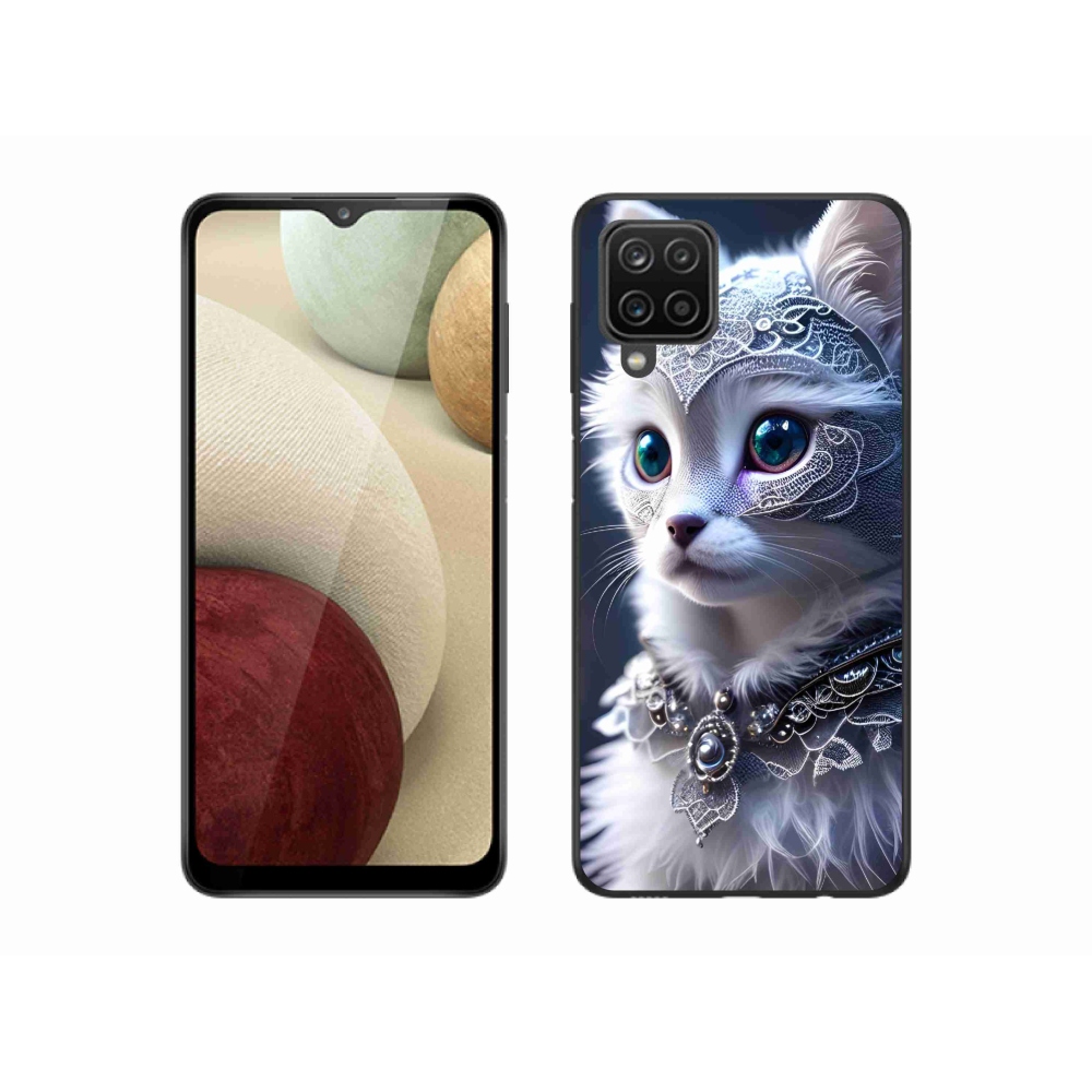 Gelový kryt mmCase na Samsung Galaxy A12 - bílá kočka