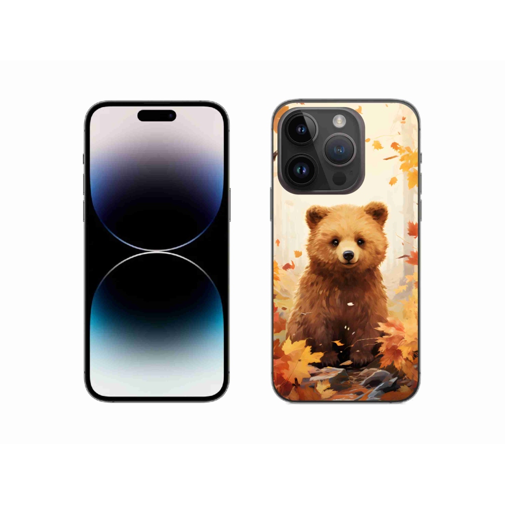 Gelový kryt mmCase na iPhone 14 Pro - medvěd v lese