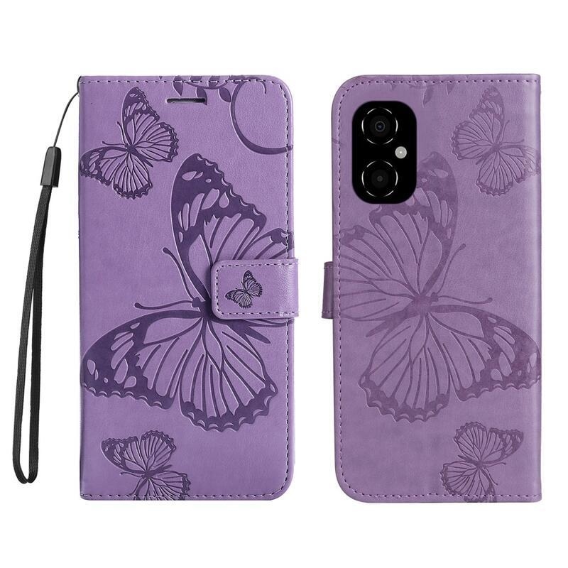 Big Butterfly peněženkové pouzdro pro mobil Xiaomi Poco M4 5G - fialové