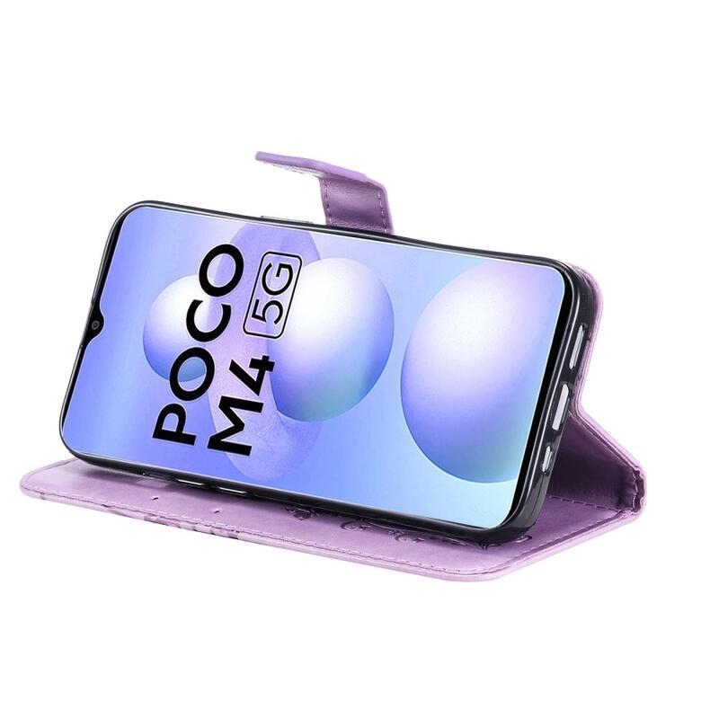 Big Butterfly peněženkové pouzdro pro mobil Xiaomi Poco M4 5G - fialové