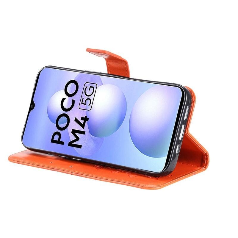 Big Butterfly peněženkové pouzdro pro mobil Xiaomi Poco M4 5G - oranžové