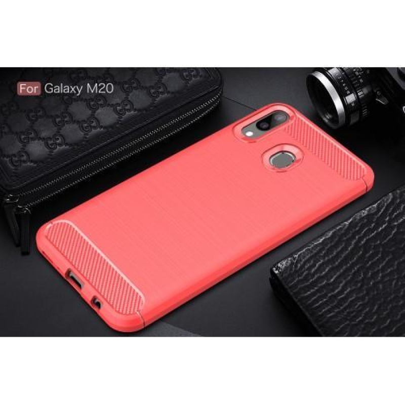Brushed gelový obal na Samsung Galaxy M20 - červený