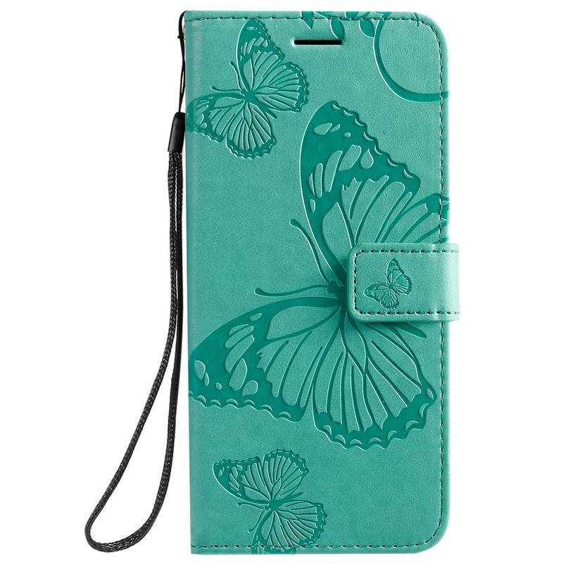 Butterflies PU kožené pouzdro na mobil Samsung Galaxy A51 - zelené