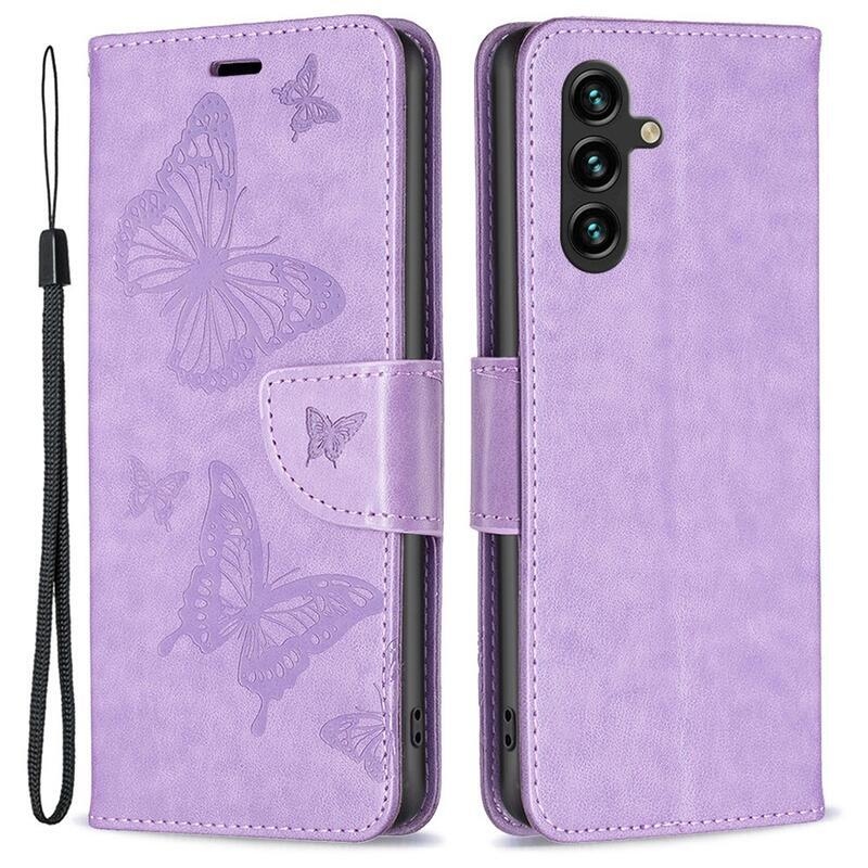 Butterfly knížkové pouzdro na Samsung Galaxy A14 4G/5G - fialové