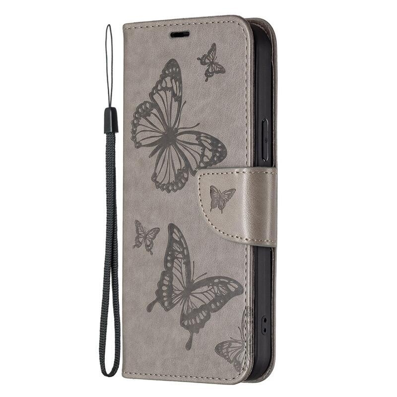 Butterfly knížkové pouzdro na Samsung Galaxy A14 4G/5G - šedé