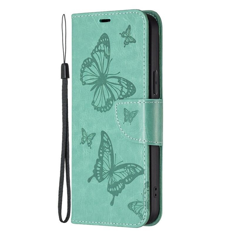 Butterfly knížkové pouzdro na Samsung Galaxy A14 4G/5G - zelené