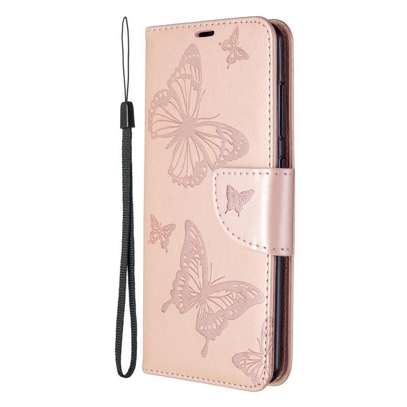 Butterfly knížkové pouzdro na Samsung Galaxy A41 - růžovozlaté