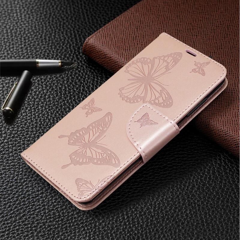 Butterfly knížkové pouzdro na Samsung Galaxy A41 - růžovozlaté