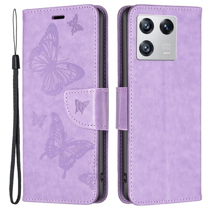Butterfly knížkové pouzdro na Xiaomi 13 - fialové