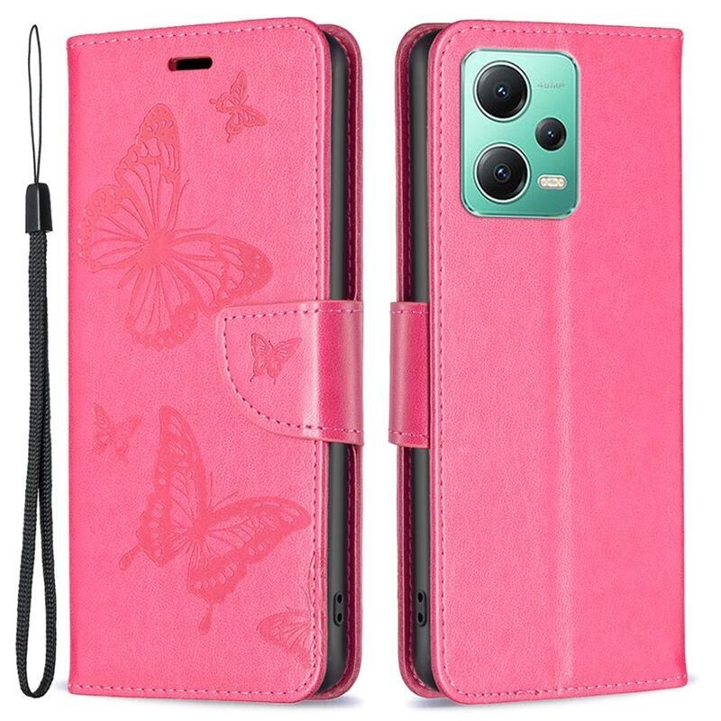 Butterfly knížkové pouzdro na Xiaomi Redmi Note 12 5G/Poco X5 5G - rose