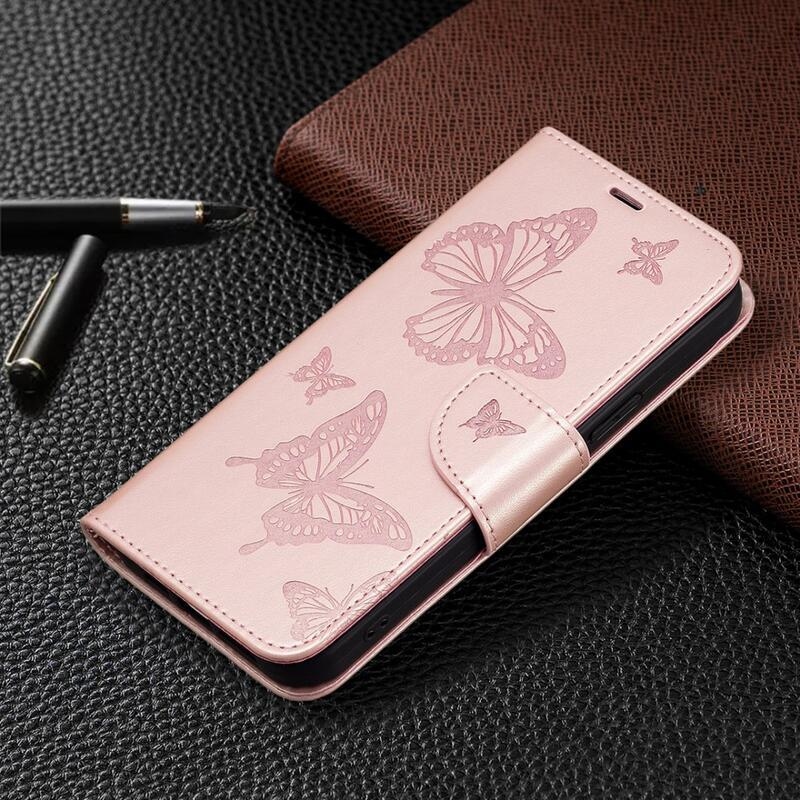 Butterfly knížkové pouzdro na Xiaomi Redmi Note 12 Pro 5G/Poco X5 Pro 5G - růžovozlaté