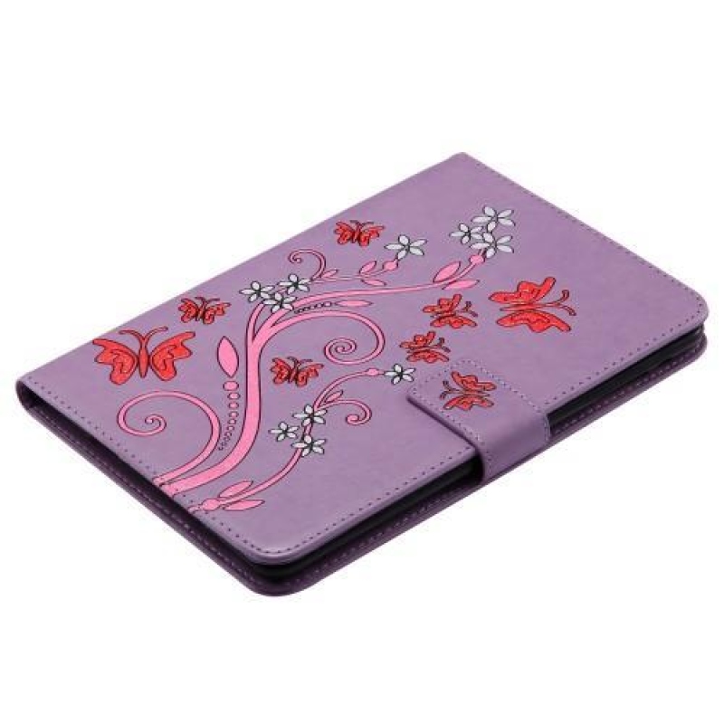 Butterfly knížkové pouzdro z PU kůže na iPad mini, iPad mini 2, iPad mini 3 - fialové