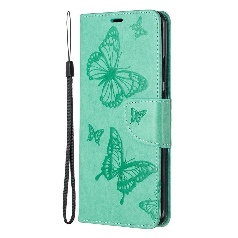 Butterfly PU kožené peněženkové pouzdro na mobil Huawei P40 Pro - zelené