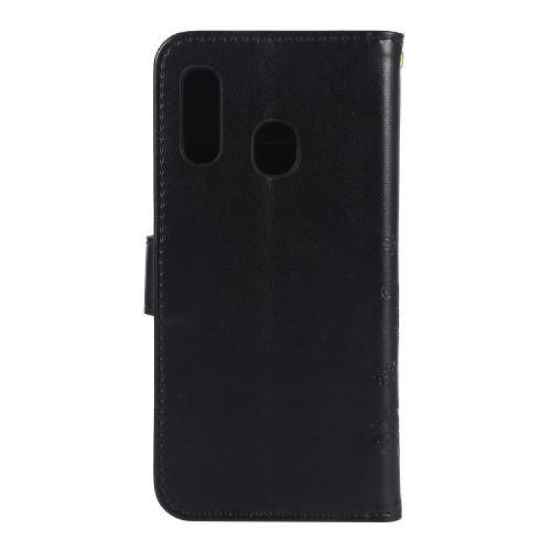 Butterfly PU kožené peněženkové pouzdro na mobil Samsung Galaxy A20e - černý