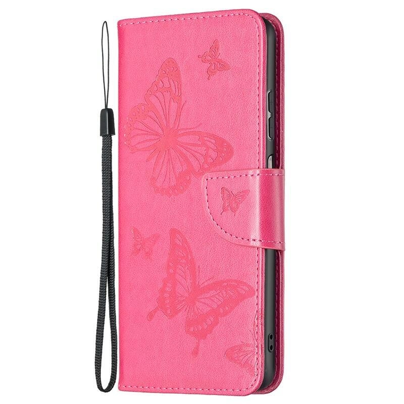 Butterfly PU kožené peněženkové pouzdro na mobil Samsung Galaxy A23 4G/5G - rose