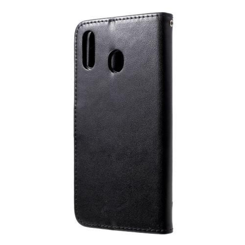Butterfly PU kožené peněženkové pouzdro na mobil Samsung Galaxy M20 - černé