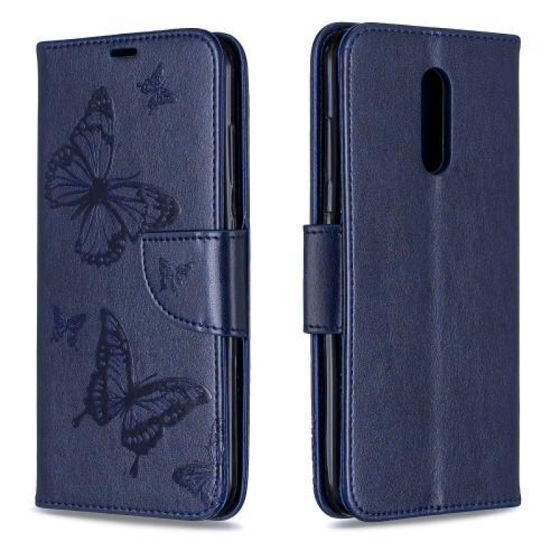 Butterfly PU kožené peněženkové pouzdro pro mobil Nokia 3.2 - modré