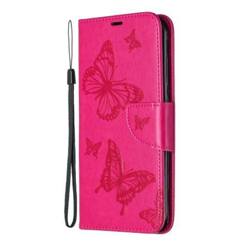 Butterfly PU kožené peněženkové pouzdro pro mobil Nokia 3.2 - rose