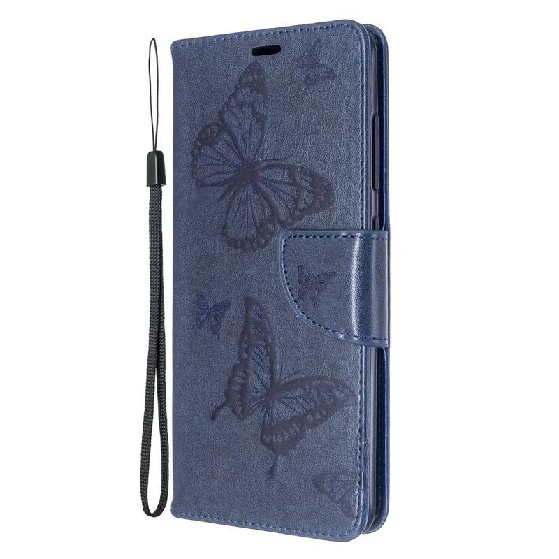 Butterfly PU kožené pouzdro na mobil Samsung Galaxy A51 - modré