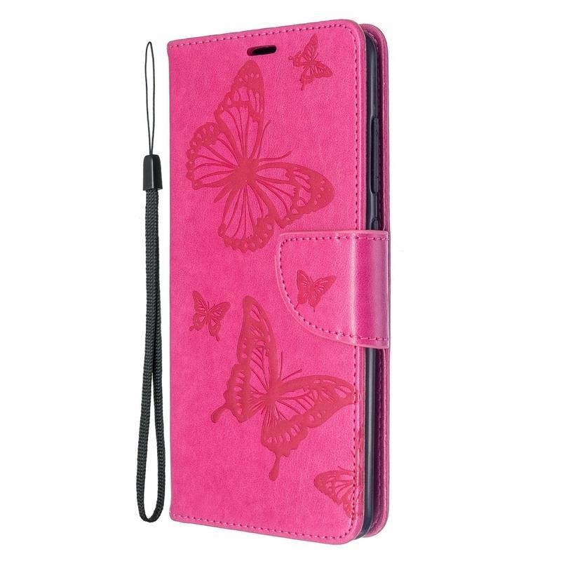 Butterfly PU kožené pouzdro na mobil Samsung Galaxy A51 - rose