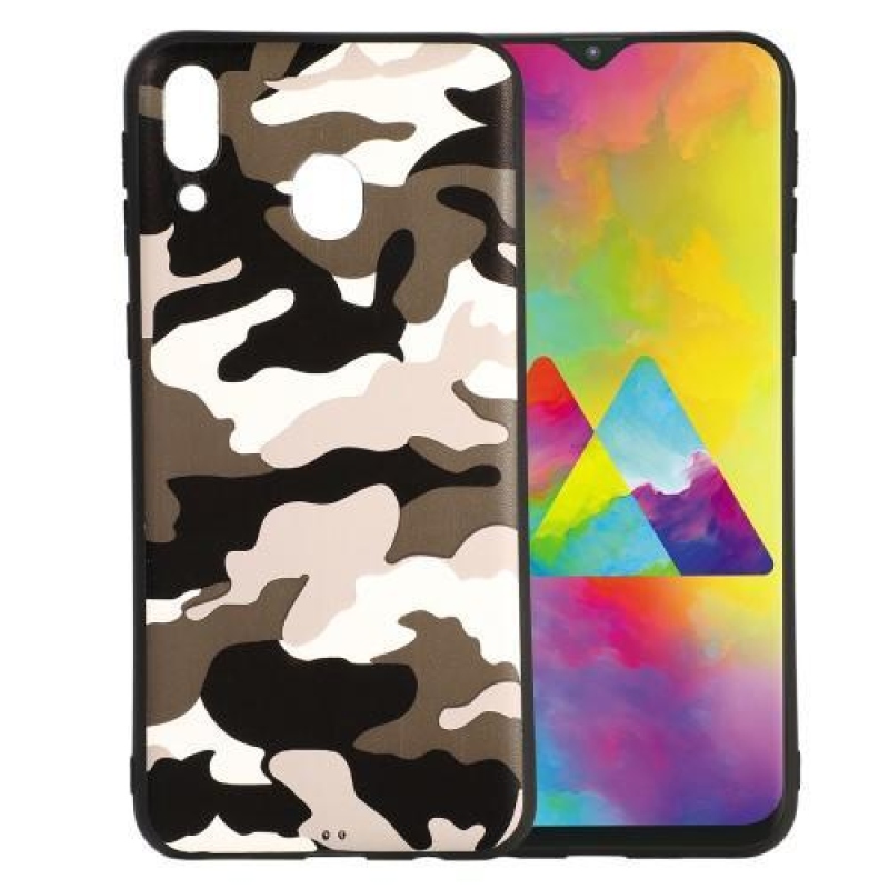 Camouflage gelový obal na mobil Samsung Galaxy M20 - bílá