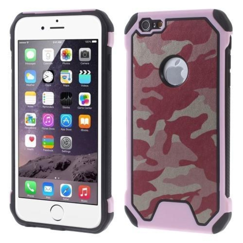 Camouflage hybridní odolný obal na iPhone 6 a iPhone 6s - růžový