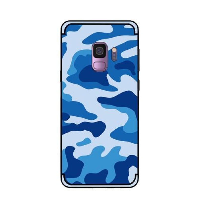Camouflage hybridní odolný obal na Samsung Galaxy S9 - modrý