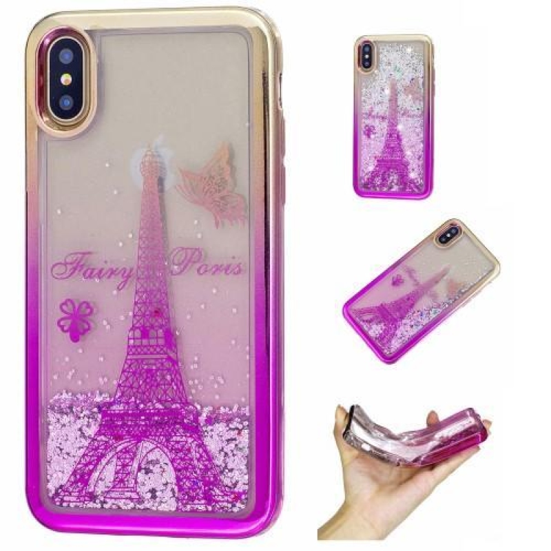 Candy přesýpací gelový obal na iPhone X - Eiffelova věž