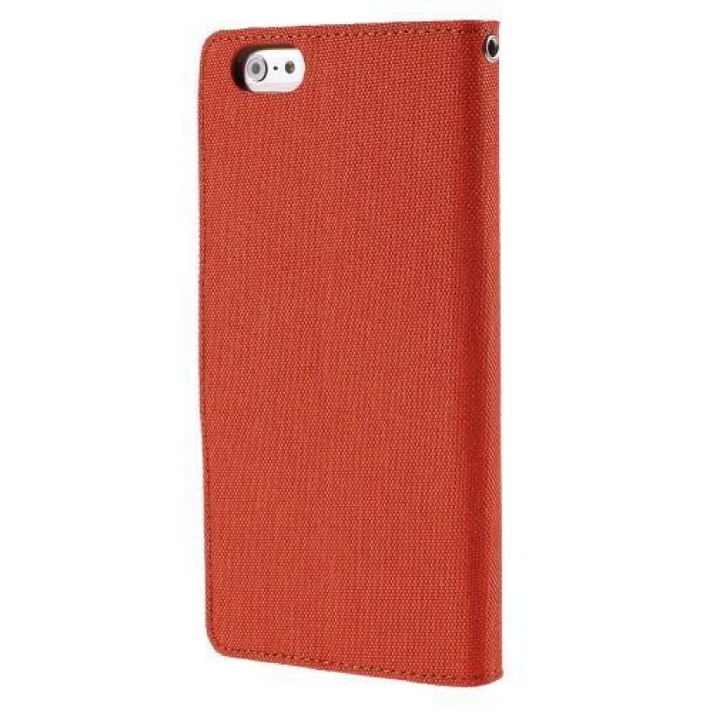 Canvas PU kožené/textilní pouzdro na iPhone 6s Plus a 6 Plus - oranžové
