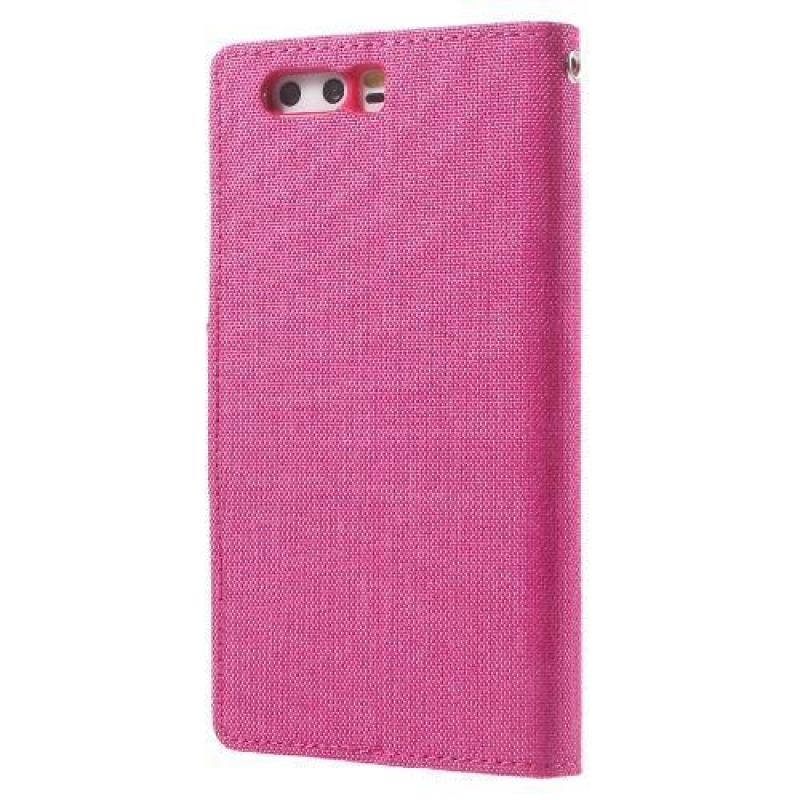 Canvas textilní/PU kožené pouzdro na mobil Huawei P10 - rose
