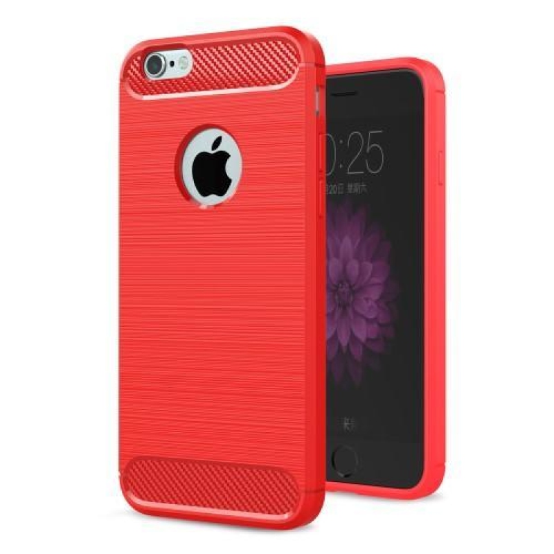 Carbo odolný gelový obal s broušením na iPhone 6 Plus a iPhone 6s Plus - červený