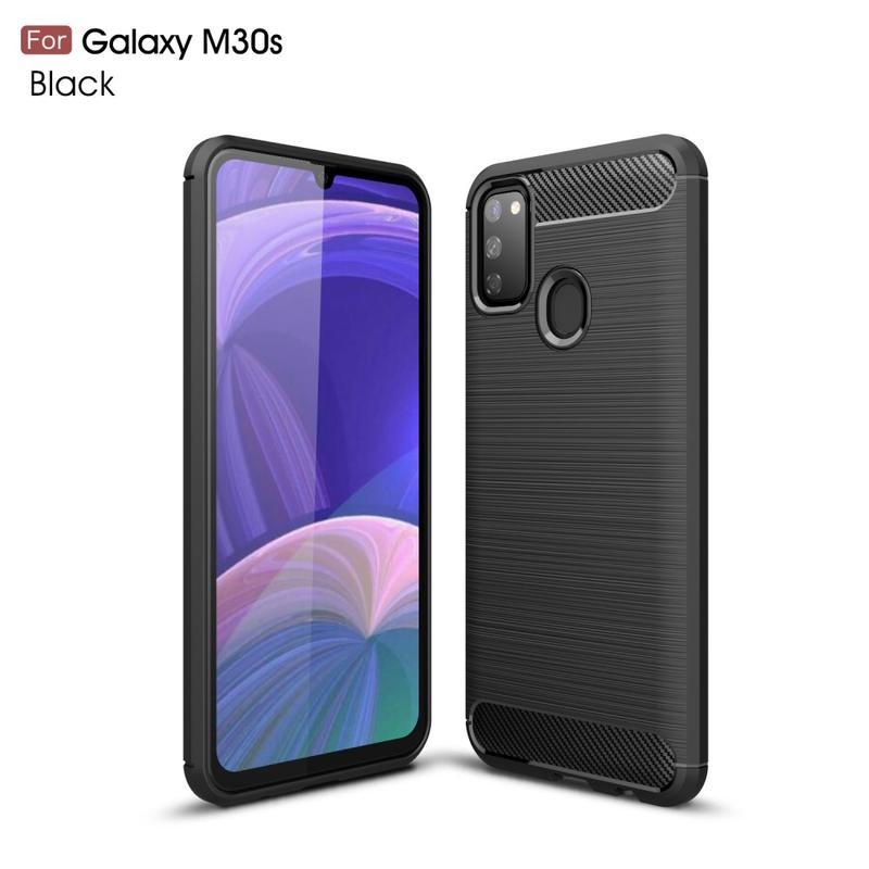 Carbon odolný gelový obal na mobil Samsung Galaxy M21 - černý