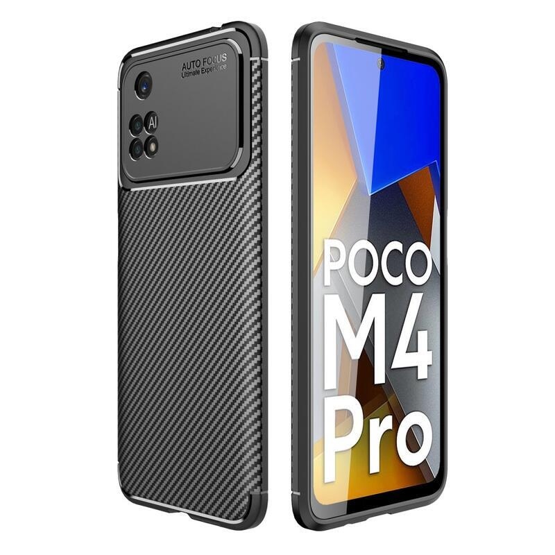 Carbon odolný gelový obal na mobil Xiaomi Poco M4 Pro 4G - černý