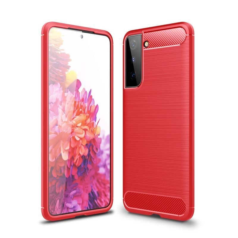 Carbon odolný gelový obal pro mobil Samsung Galaxy S21 - červený