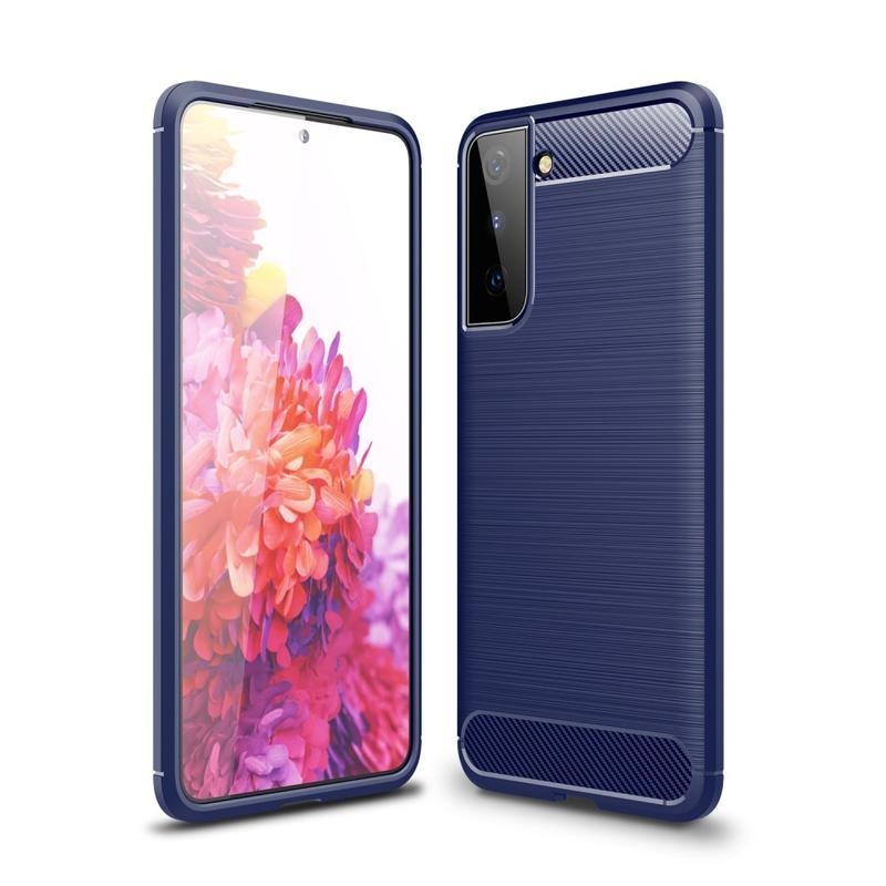 Carbon odolný gelový obal pro mobil Samsung Galaxy S21 - modrý