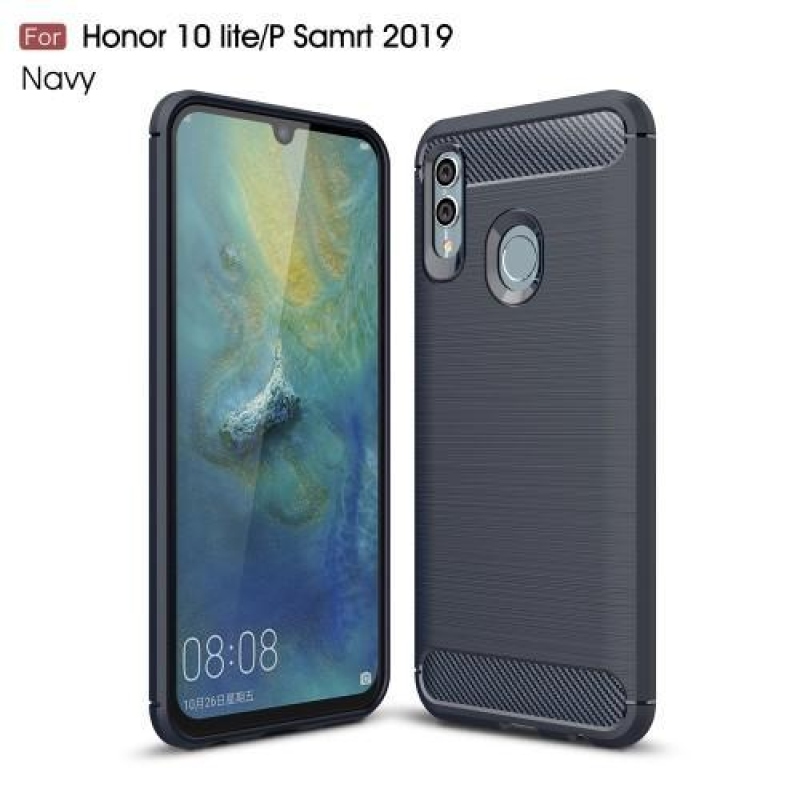 Carbon odolný silikonový kryt na Honor 10 Lite a Huawei P Smart (2019) - tmavěmodrý
