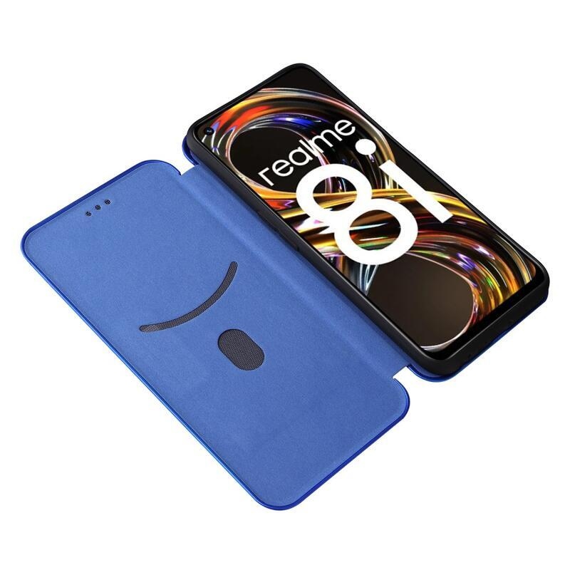 Carbon peněženkové pouzdro na mobil Realme 8i - modré