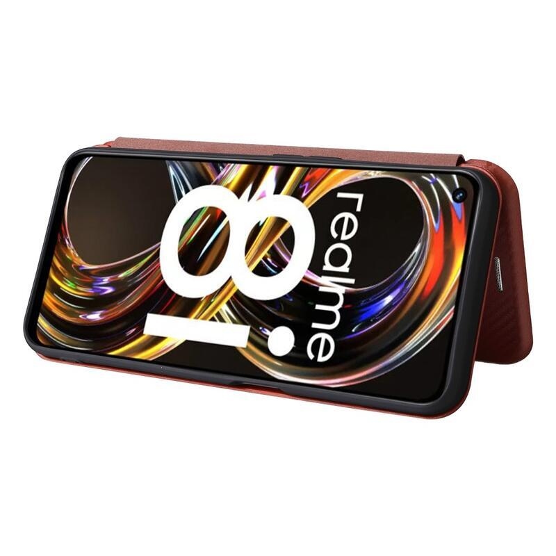 Carbon peněženkové pouzdro na mobil Realme 8i - oranžové