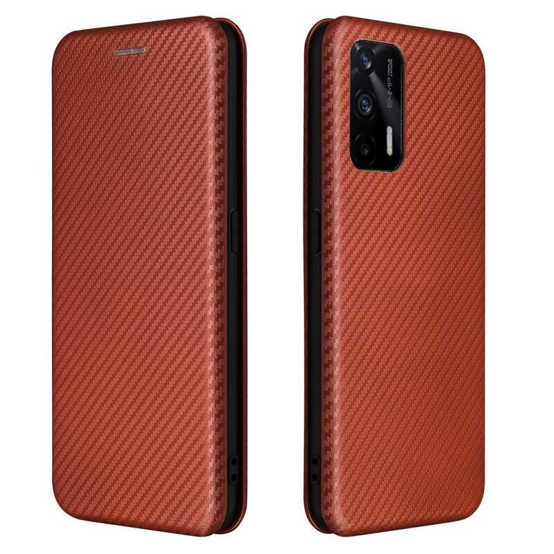 Carbon peněženkové pouzdro na mobil Realme GT 5G - oranžové