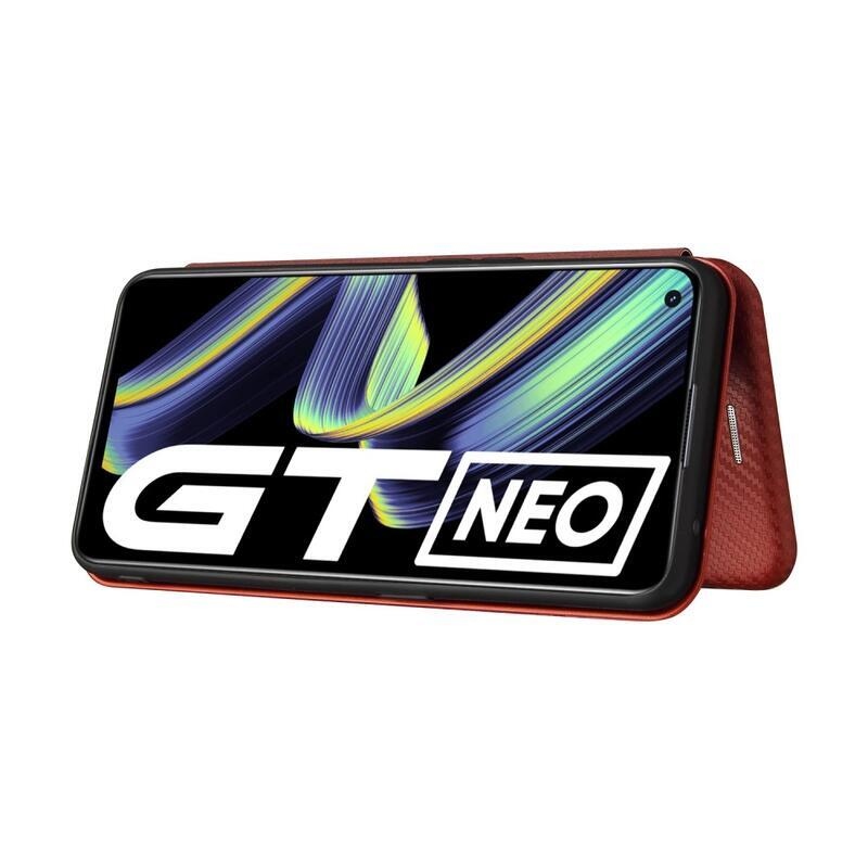 Carbon peněženkové pouzdro na mobil Realme GT 5G - oranžové