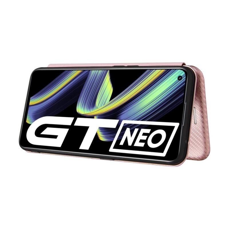 Carbon peněženkové pouzdro na mobil Realme GT 5G - růžovozlaté