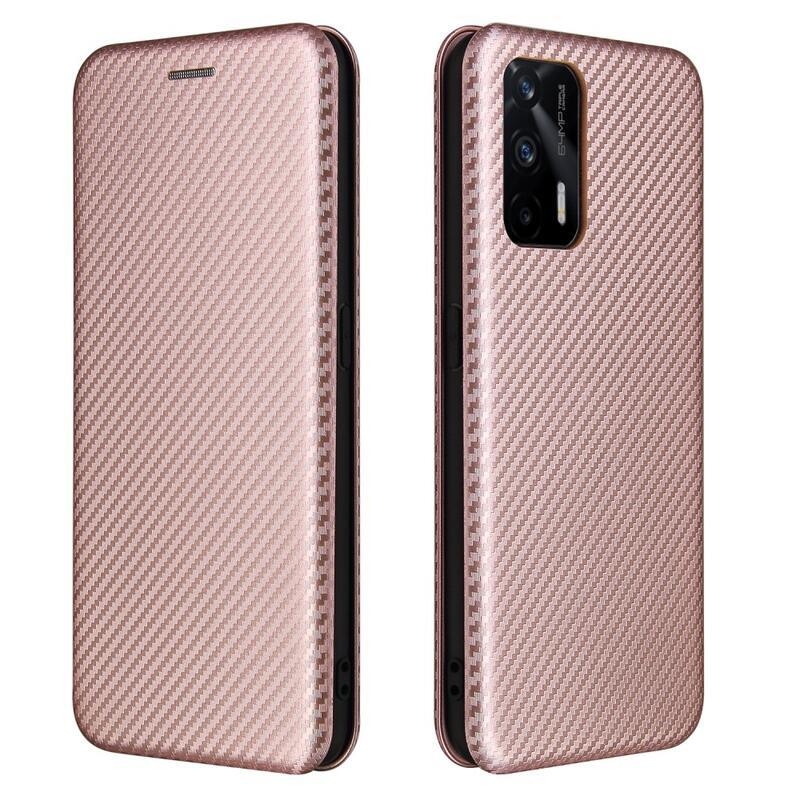 Carbon peněženkové pouzdro na mobil Realme GT 5G - růžovozlaté