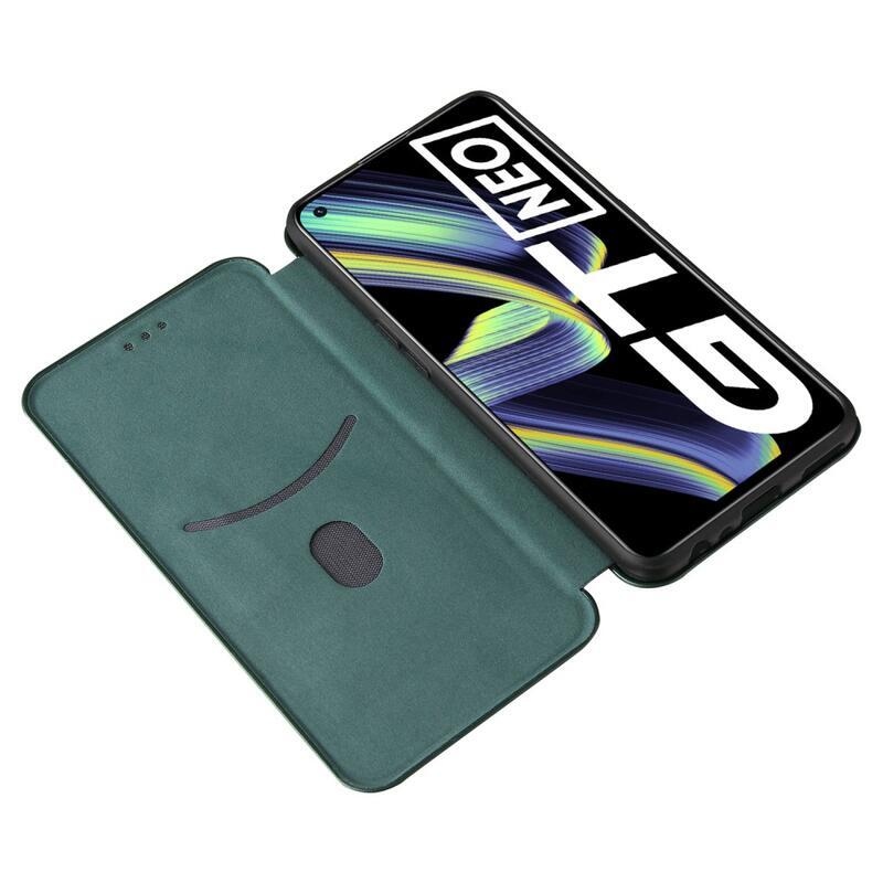 Carbon peněženkové pouzdro na mobil Realme GT 5G - zelené