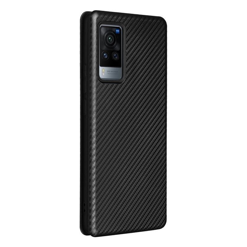 Carbon peněženkové pouzdro na mobil Vivo X60 Pro 5G - černé