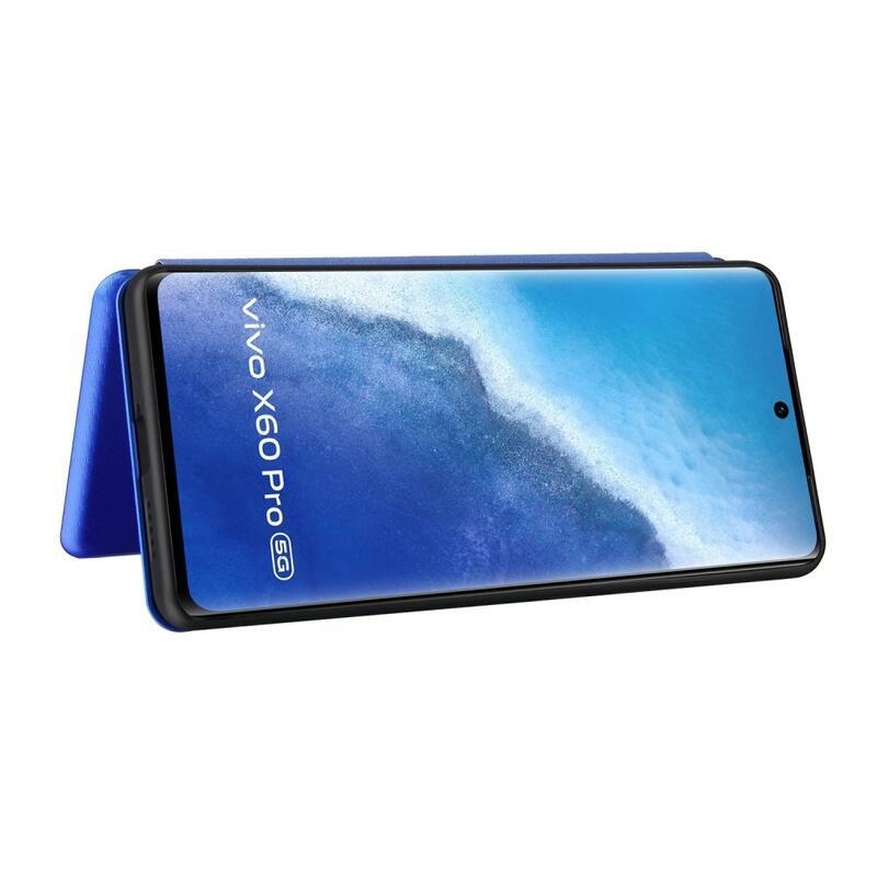 Carbon peněženkové pouzdro na mobil Vivo X60 Pro 5G - modré