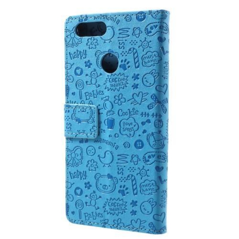 Cartoo PU kožený obal na mobil Honor 7X -  modré