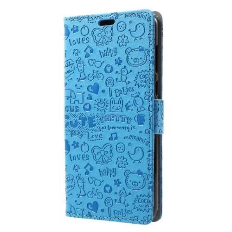 Cartoo PU kožený obal na mobil Honor 7X -  modré