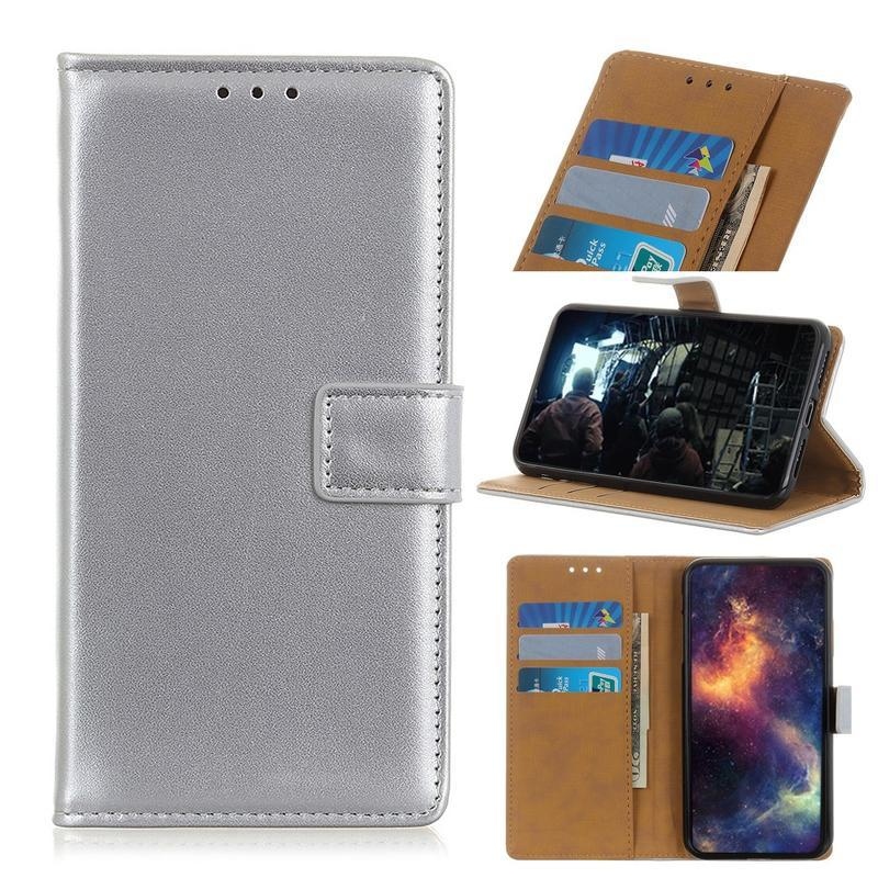 Case PU kožené peněženkové pouzdro na mobil Samsung Galaxy A71 - stříbrné